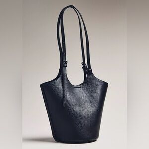 Anthropologie Bag-in-Bag Antik Kraft Faux Black Black Bucket Tote Bag NWT